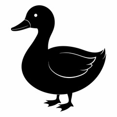 Duck isolated on white background, duck vector illustration, bird on a branch vector art, duck silhouette, bird vector icon, bird on a branch line art, eps, duck on a branch cartoon