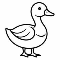 Duck isolated on white background, duck vector illustration, bird on a branch vector art, duck silhouette, bird vector icon, bird on a branch line art, eps, duck on a branch cartoon