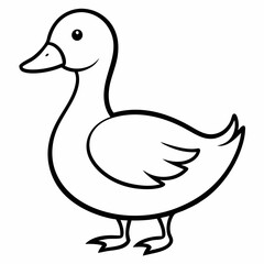 Duck isolated on white background, duck vector illustration, bird on a branch vector art, duck silhouette, bird vector icon, bird on a branch line art, eps, duck on a branch cartoon