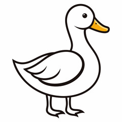 Duck isolated on white background, duck vector illustration, bird on a branch vector art, duck silhouette, bird vector icon, bird on a branch line art, eps, duck on a branch cartoon