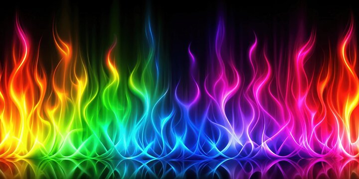 Vibrant retro background featuring rainbow neon flames glowing, retro, abstract, background, glowing, rainbow, neon, flames, vintage