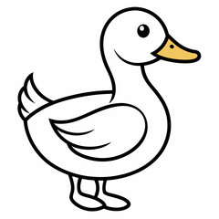 Duck isolated on white background, duck vector illustration, bird on a branch vector art, duck silhouette, bird vector icon, bird on a branch line art, eps, duck on a branch cartoon