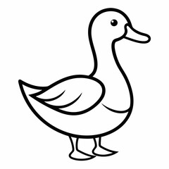 Duck isolated on white background, duck vector illustration, bird on a branch vector art, duck silhouette, bird vector icon, bird on a branch line art, eps, duck on a branch cartoon