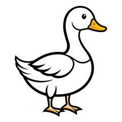 Duck isolated on white background, duck vector illustration, bird on a branch vector art, duck silhouette, bird vector icon, bird on a branch line art, eps, duck on a branch cartoon