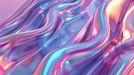 Abstract Holographic Background with Pink, Blue, and Purple Swirls