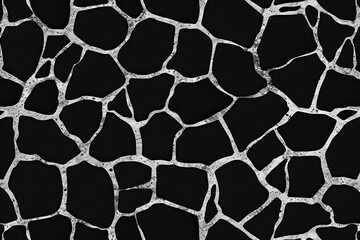 Abstract black and white pattern of cracked surface resembling a journey through time and space