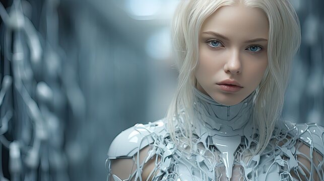Artificial intelligence concept girl  