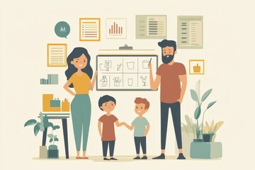 Saving Money Concept - Person Putting Coins into Piggy Bank | Minimalist Creative Flat Illustration