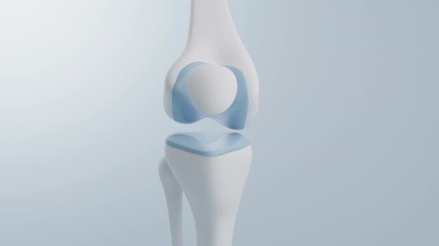 Collagen medicine relieves knee pain and boosts calcium absorption. 3D rendering.