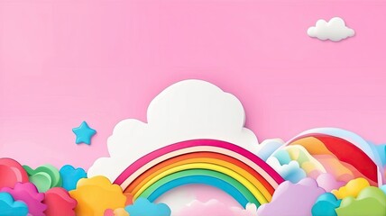 background colorful pastel clouds and rainbow generate ai