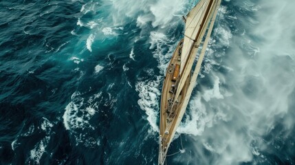 Obraz premium Sailing through a stormy sea