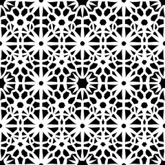 Intricate black and white geometric pattern design.