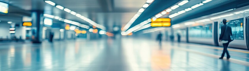 Public transportation station blurred panoramic background