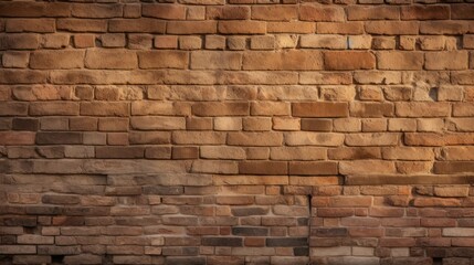 Fototapeta premium Photograph of a close-up brick wall background in warm afternoon sunlight