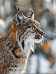 Fototapeta premium Majestic Lynx in Winter Landscape: Wildlife Portrait