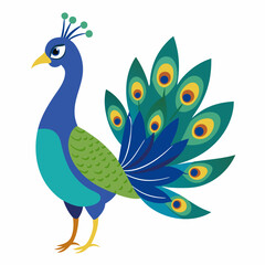 Peacock with feather isolated on white background, peacock vector illustration, bird on a branch vector art, peacock silhouette, bird vector icon, bird on a branch line art, eps, peacock on a branch c