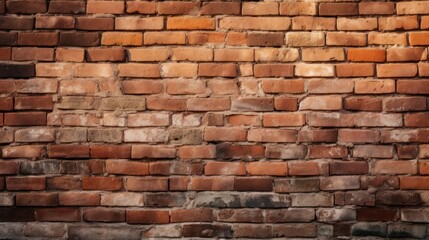 Obraz premium Photograph of a close-up brick wall background in warm afternoon sunlight