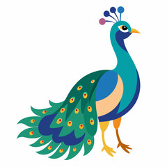 Peacock with feather isolated on white background, peacock vector illustration, bird on a branch vector art, peacock silhouette, bird vector icon, bird on a branch line art, eps, peacock on a branch c