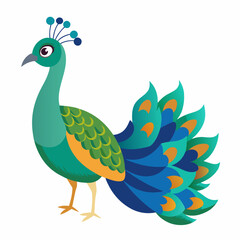 Peacock with feather isolated on white background, peacock vector illustration, bird on a branch vector art, peacock silhouette, bird vector icon, bird on a branch line art, eps, peacock on a branch c