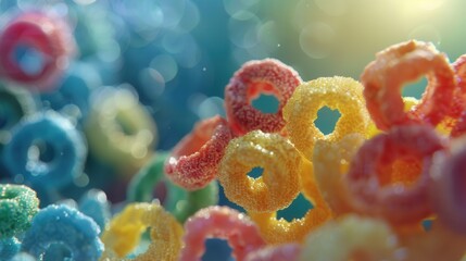 Colorful Fruit Loops Rainbow. Bright and vibrant cereal loops