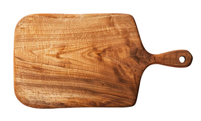 Wooden cutting board isolated on transparent background, top view