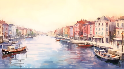 Fototapeta premium Harbor Areas watercolor style