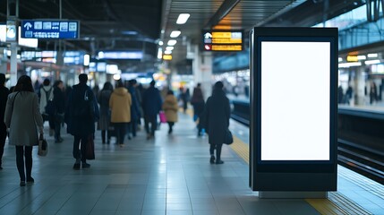 Obraz premium Blank Advertisement on a Train Platform