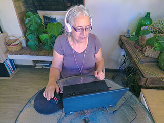 Old woman using a computer