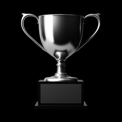 Trophy cup isolated on black background. 3d illustration.