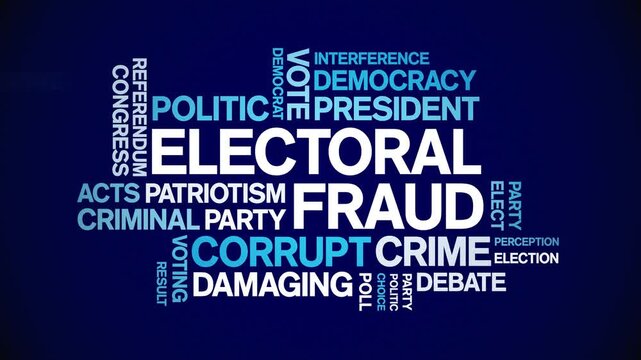 Electoral Fraud animated word cloud;text design animation tag kinetic typography seamless loop.