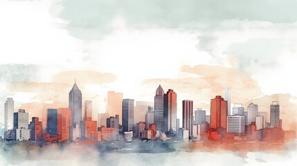 Business Districts watercolor style