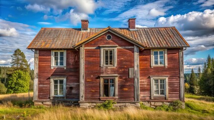 Abandoned house in northern Sweden with weathered facade, abandoned, house, northern, Sweden, weathered, facade