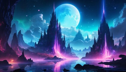 Futuristic Neon Landscapes in Abstract Form