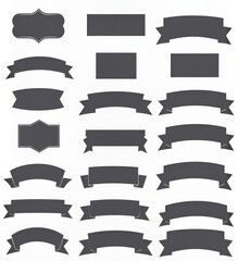 Collection of decorative banners and ribbons in various styles and shapes.