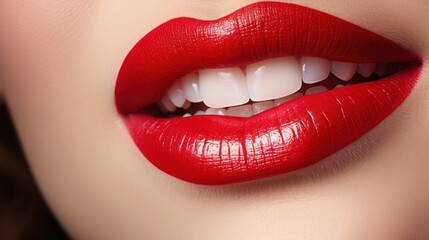 Fototapeta premium photograph of a close-up of a woman's smiling lips