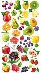 Obraz premium Colorful Fruit Display. High Detailed Fruits Images Concept