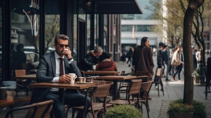 Photograph of a lone businessman,