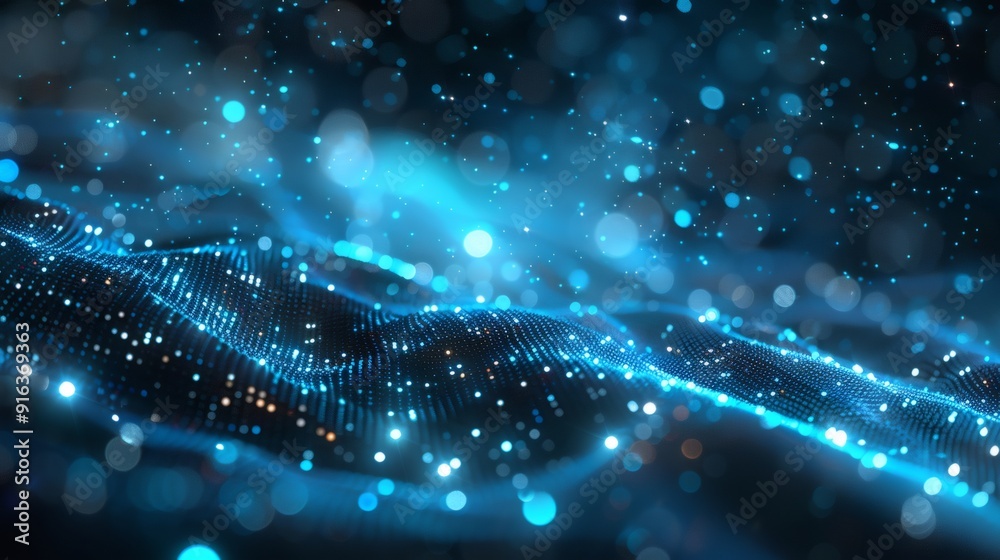 Poster abstract tech background overlapping digital grids background.