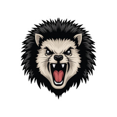 Fototapeta premium Porcupine roar illustration logo design on white background