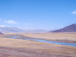 landscape with cold desert and mountains