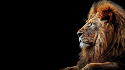 Fototapeta premium Lion king Portrait on black background