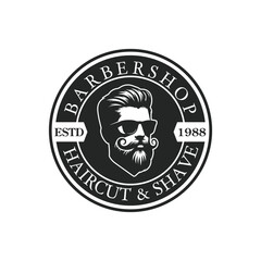 Vintage barbershop logo design vector