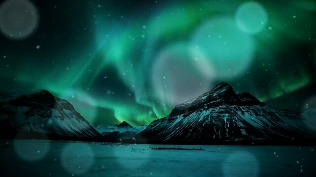 "Ice Mountain Under the Aurora: A Beautiful Sky Display"
