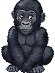 Obraz premium Cute Cartoon Baby Gorilla