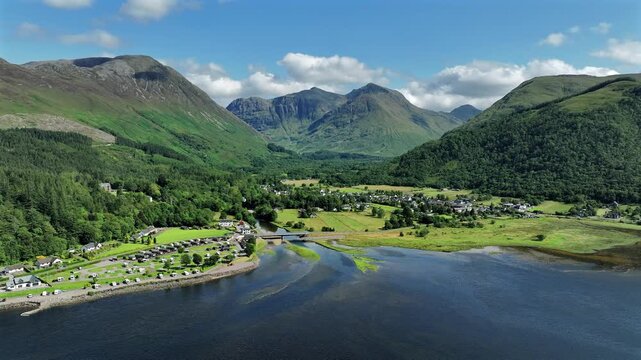 Glencoe Village and Loch Leven Scotland in the Summer