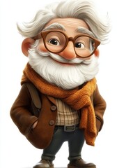 Obraz premium Friendly Cartoon Elderly Man