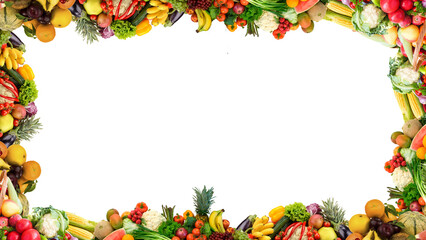 realistic full frame vegetables and fruits for design and advertisement for food purpose