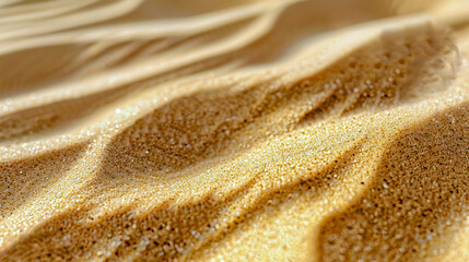 Sun shining on textured sand dunes creating a wavy pattern with highlights