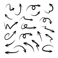 Adobe Illustrator Artwork, hand drawn arrow set. Doodle illustration.