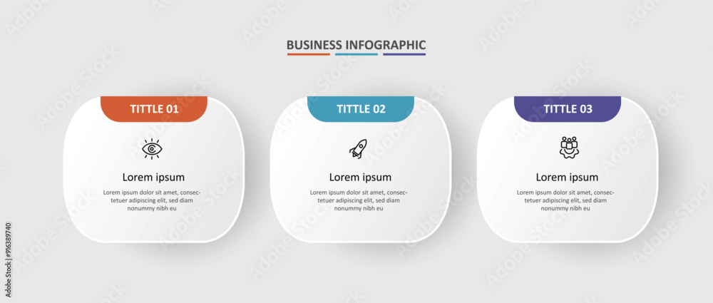 Aufkleber Infographic template vector with 3 step process can be used for workflow, business presentation and web graphic design 